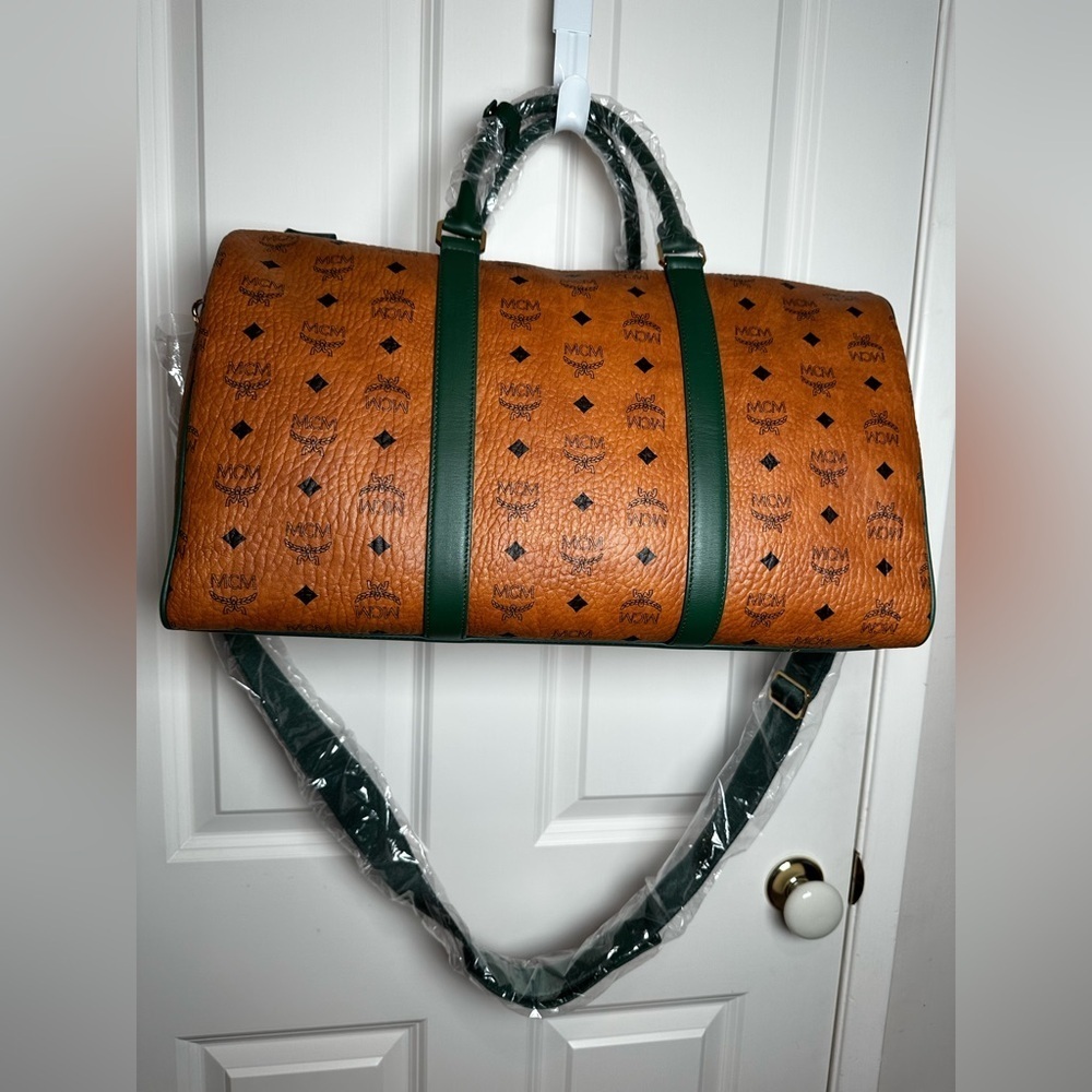 MCM Cognac and Forest Green Duffel Bag - Picture 6 of 17
